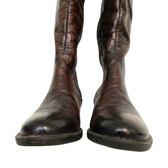 Born Brown Cort Crackled Leather Knee High Riding Boots Sz 6 - Picture 3 of 13